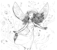 A coloring page of elves